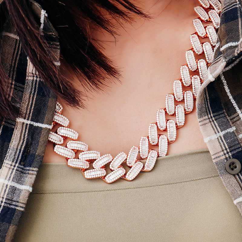 

Heavy Baguette Moissanite Luxury Cuban Link Chain with 925 Sterling Silver for Hip Hop Rock Men Style
