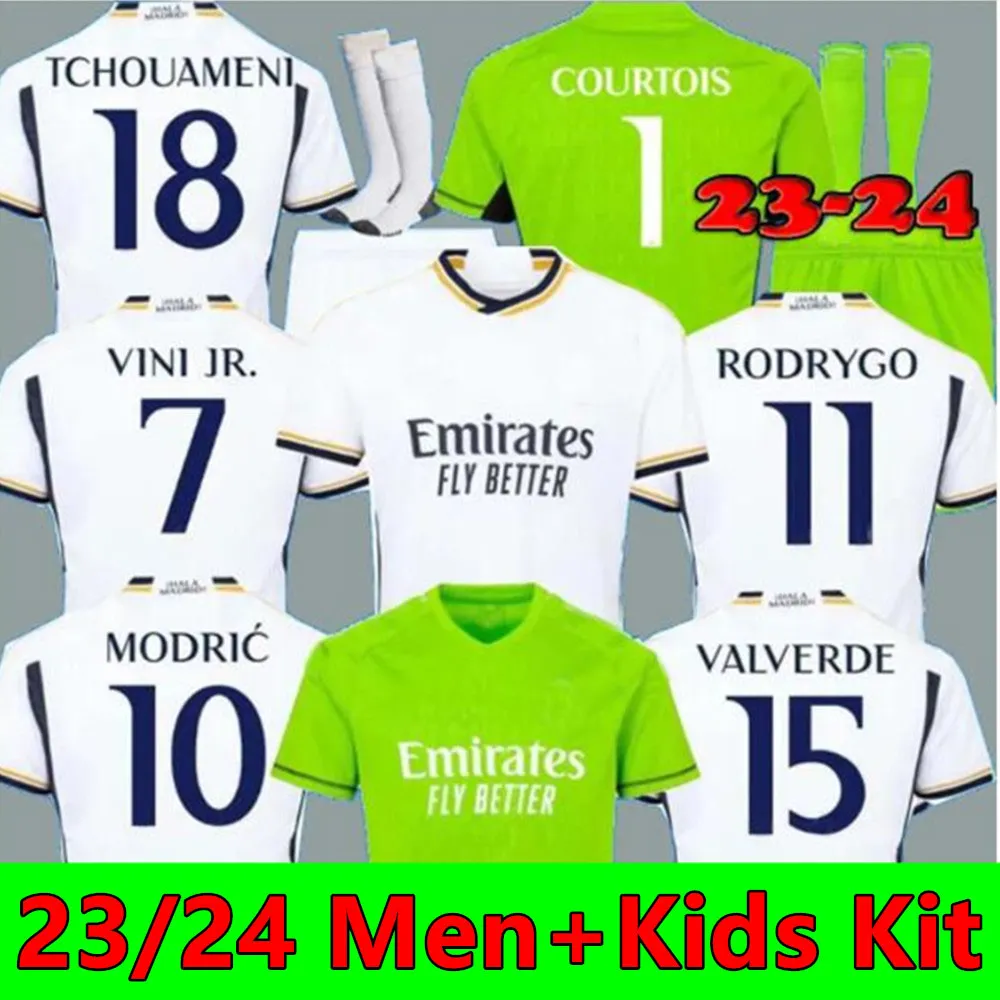 

23 24 Bellingham VINI JR soccer jerseys football shirt TCHOUAMENI CAMAVINGA ALABA ASENSIO MODRIC RODRYGO BENZEMA 2023 2024 camiseta men kids kit uniforms, 22 23 home+league patch audlt