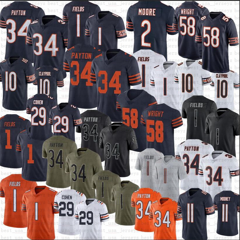

Justin Fields Roquan Smith Chase Claypool DJ Moore Bear Football Darnell Mooney Walter Payton 58 Darnell Wright jerseys, Women
