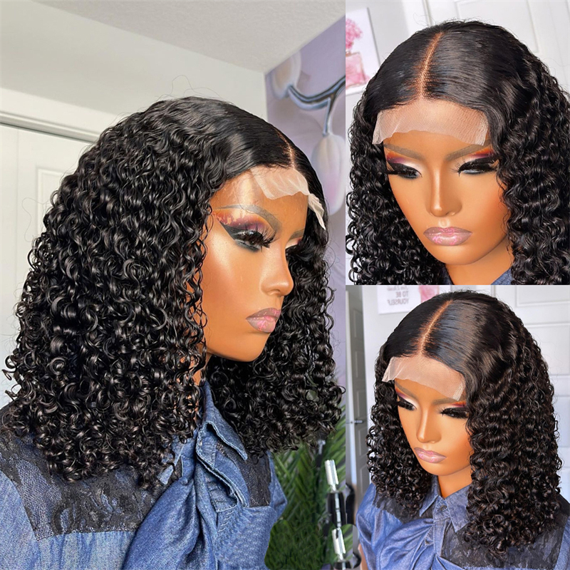 

Soft 26 Inch 180% Density Long Kinky Curly Natural Black Lace Front Wig for Women With BabyHair Glueless Preplucked Wig, Natural color