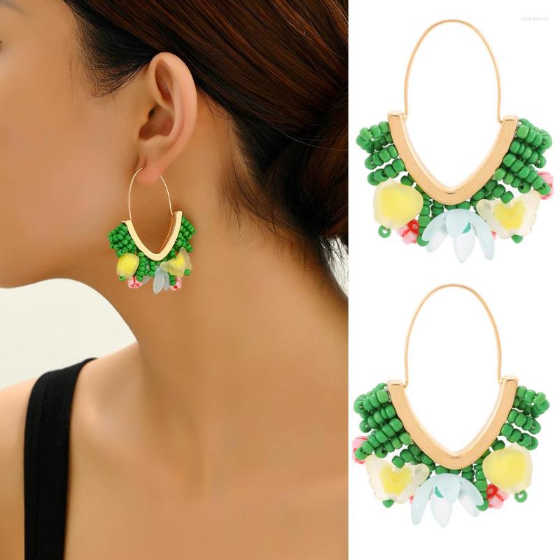

Dangle Earrings Fashion Boho Resin Tassel Beaded Flower Drop For Women Luxury Unique Western Charm Party Pendant Jewelry Gift