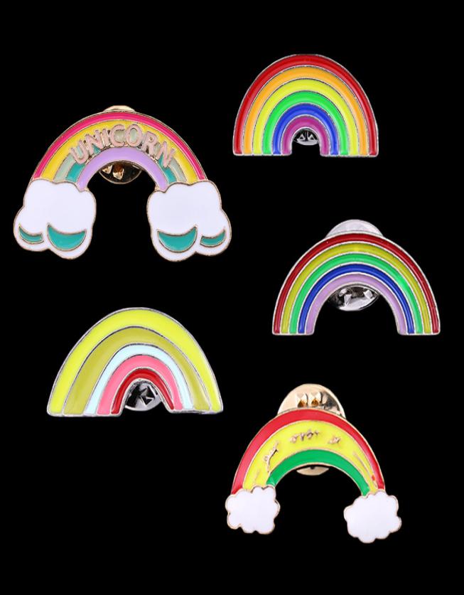 

Colorful Enamel Pin Brooches Cartoon Creative Mini Rainbow Metal Brooch Pins Denim Hat Badge Collar Jewelry1373143