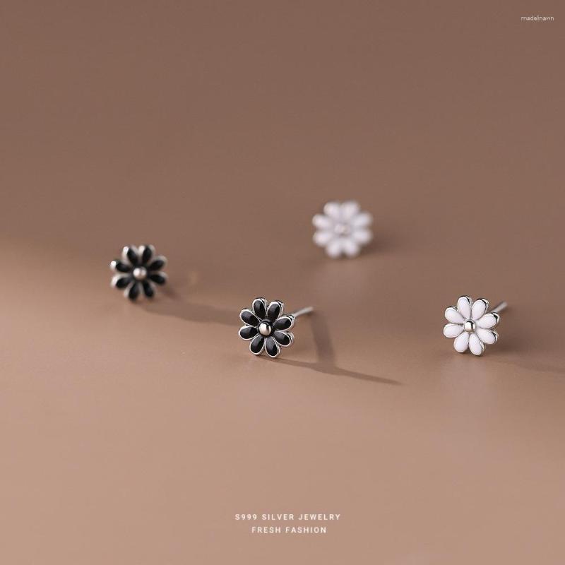 

Stud Earrings Real S999 Sterling Silver Sun Flower For Women Elegant Prevent Allergy Design Jewelry