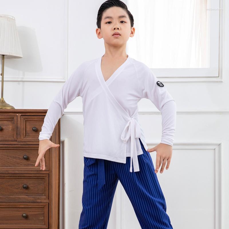 

Stage Wear Latin Dance Tops For Boys Training Shirt Bat Sleeved Loose Pratice Clothes Rumba Tango Chacha DN13932, Black top