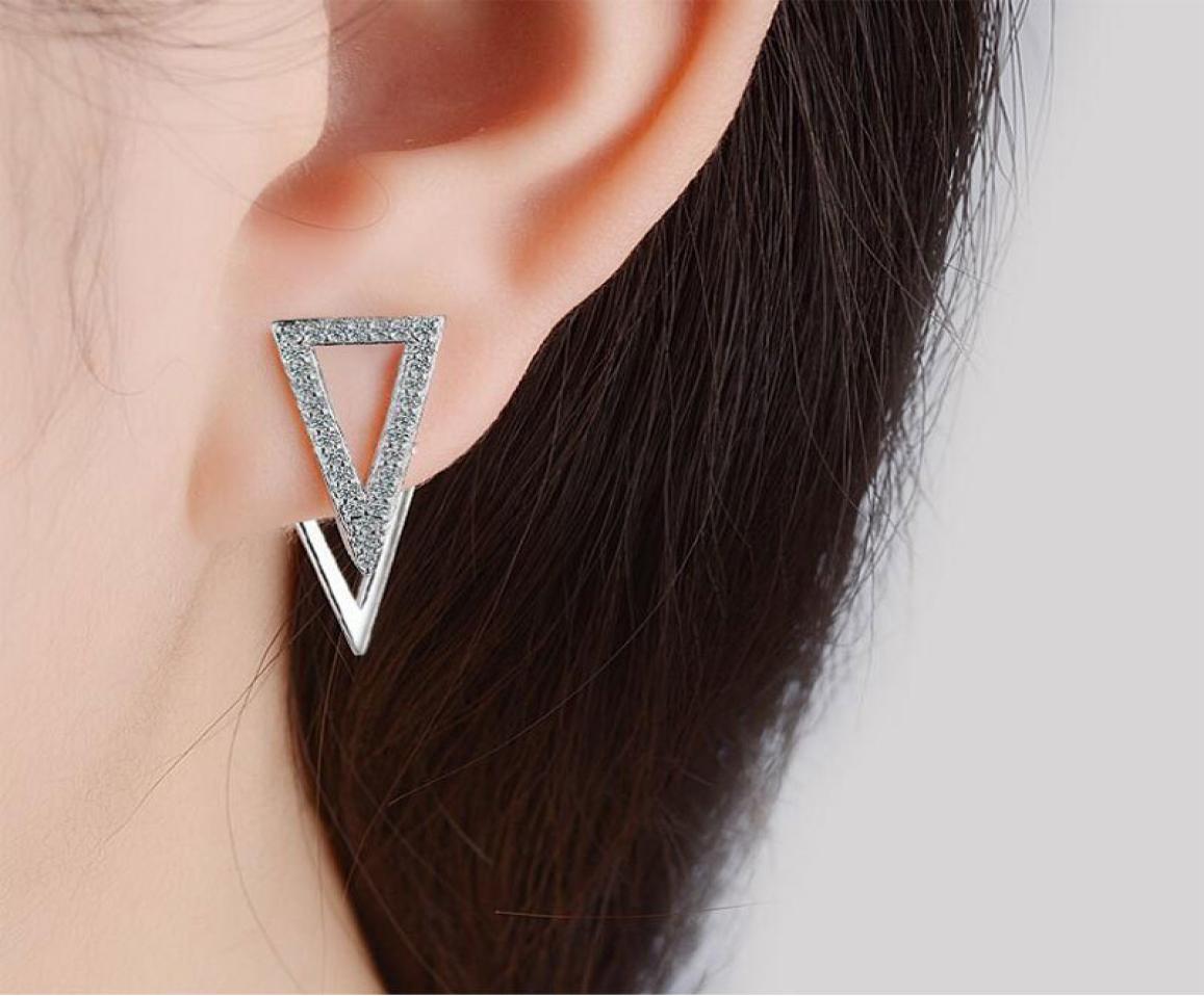

2020 New Fashion Silver 925 Jewelry Micro Zircon Double Triangle Geometry Hanging Earrings For Women SE2844924965