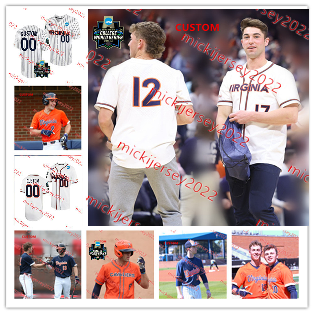

Jake McCarthy 2023 CWS Virginia Cavaliers Baseball Jersey Ernie Clement Custom Mens Adam Haseley 5 Phil Gosselin Brandon Waddell Matthew Buchanan Virginia Jerseys, 2022 white with strip+ 2023 cws patch