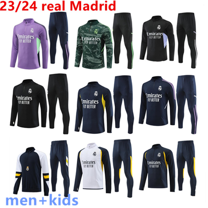 

2023 2024 Real Madrids TRACKSUIT Half zip TRAINING suit VINI JR BELLINGHAM 23/24 men and kids football kit madrides CAMAVINGA MODRIC chandal futbol survetement, 14