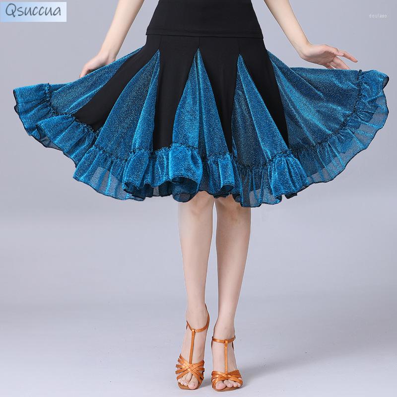 

Stage Wear Latin Dance Skirt Female Adult Practice Clothes Short Big Swing, Redbalck