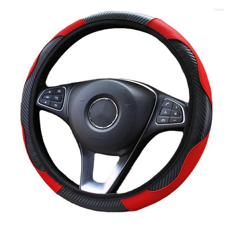 

Steering Wheel Covers Car Decorative Carbon Fiber Cover Breathable Non Slip PU Leather Suitable For 37-38cm