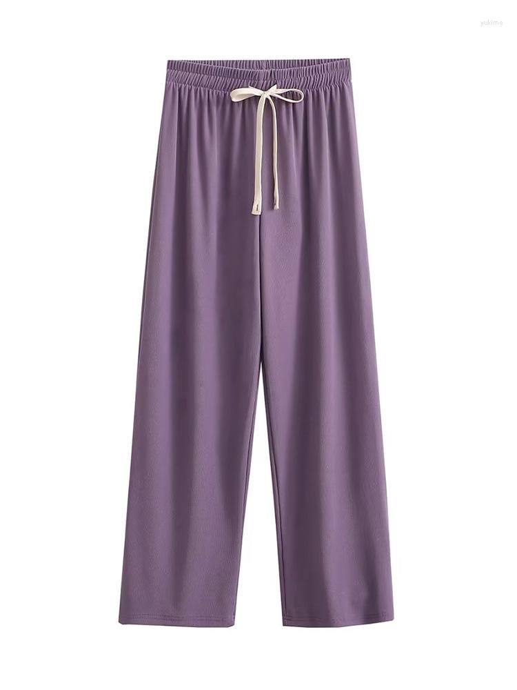 

Women' Pants Women Chic Purity Loose Wide Leg Elastic Waist High Drawstring Female Trousers Mujer, Picture1