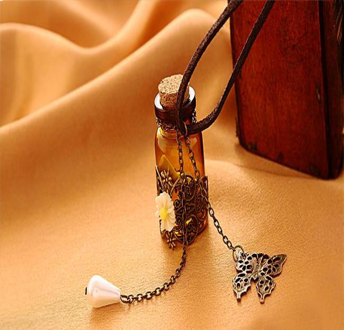 

New elegant Vintage Jewelry Carved Long Leather Rope Necklace Vintage Cork Wishing Bottle Sweater Chain Pendant Necklace Female Ac3440929