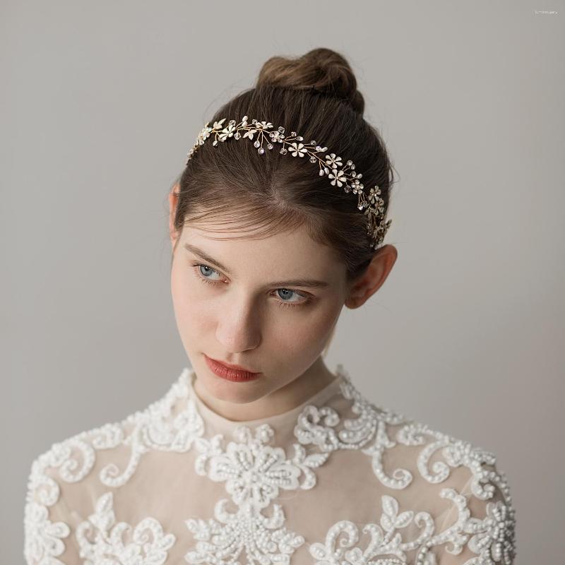 

Hair Clips O011 Exquisite Wedding Bridal Headband Pearl Alloy Flowers Clear Crystal Headpiece Women Marriage Accessories