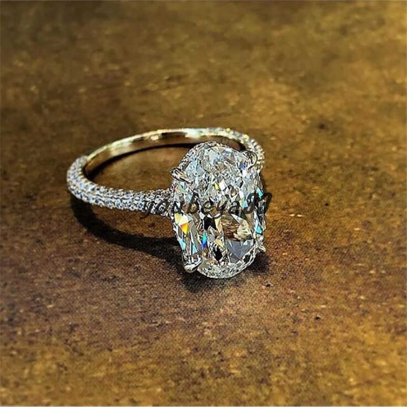 

Vintage Oval cut 4ct Lab Diamond Promise Ring 100% Real 925 sterling Silver Engagement Wedding Band Rings For Women Jewelry
