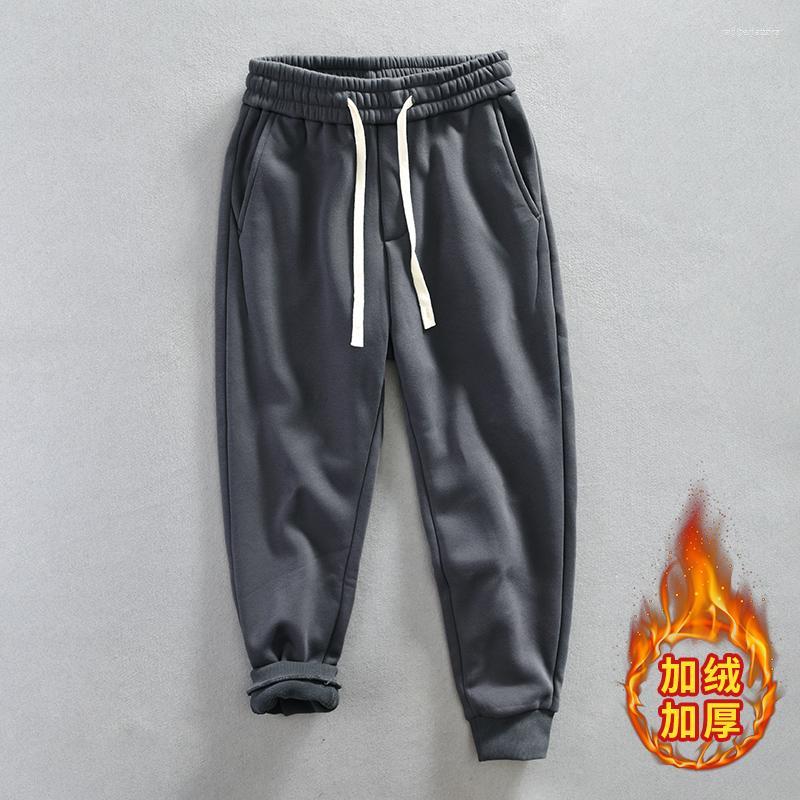 

Men's Pants Men's Elastic Waist Drawstring Sweatpants 2023 Winter Men Baggy Joggers Fleece Fashion Japanese Streetwear Casual Trousers, 6011-2 gray