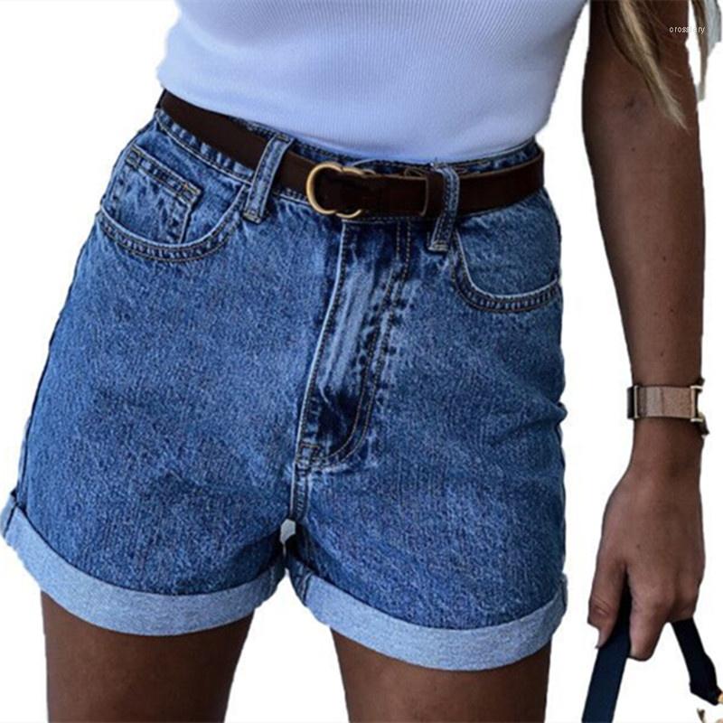 

Women's Shorts All Match Sashes Fashion Casual Women Denim Crimping High Waist Slim Summer Jeans Feminino Chic Ladies Bottom, Light blue