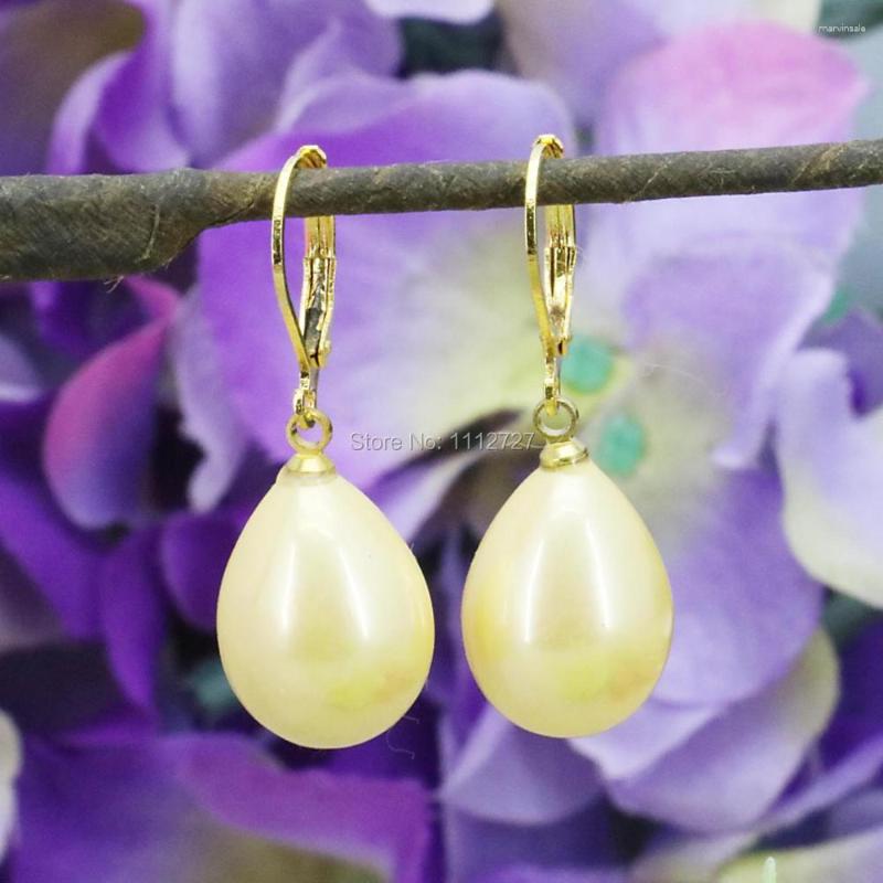 

Dangle Earrings Natural Yellow Shell Pearl Ear Eardrop Water Tears Wedding Women Girls Gifts Jewelry Making Design 12x16mm