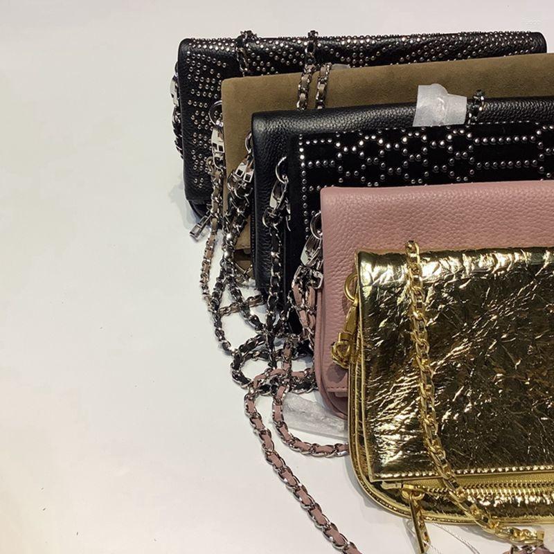 

Evening Bags Bag Women's Style Gold Green Coffee Pink Genuine Leather Fashion Casual One Shoulder Crossbody Mobile Makeup, Small bright red