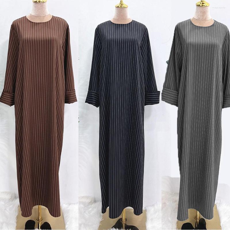 

Ethnic Clothing Middle East Striped Commuter A-line Dress Fashion Round Neck Long Temperament Stripes Small Elegant