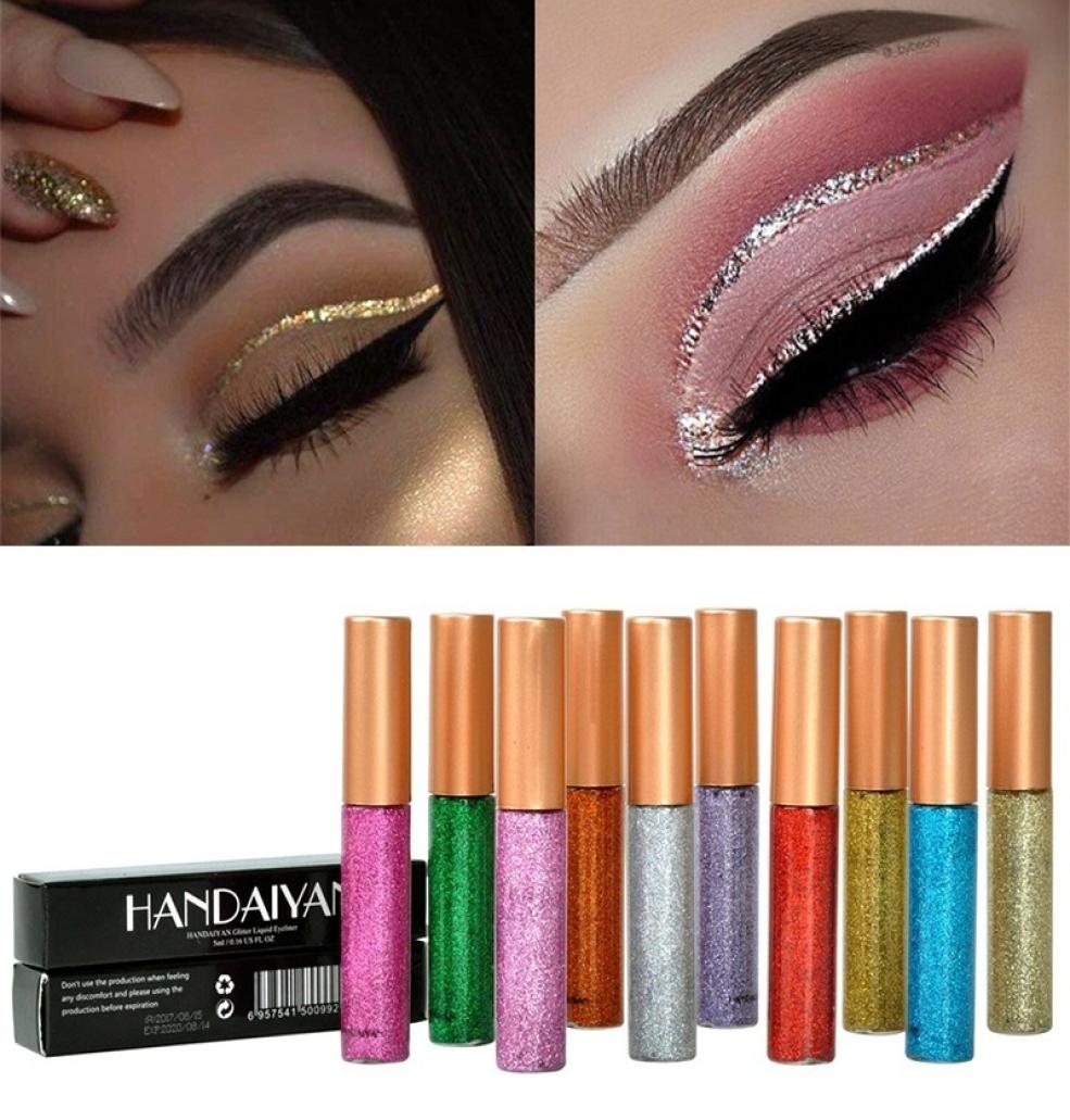 

10 Colors Bright Flashing Eye Liner Quick To Dry Waterproof Glitter Eyeshadow Liquid Eyeliner Beauty Makeup1295974, Sky blue