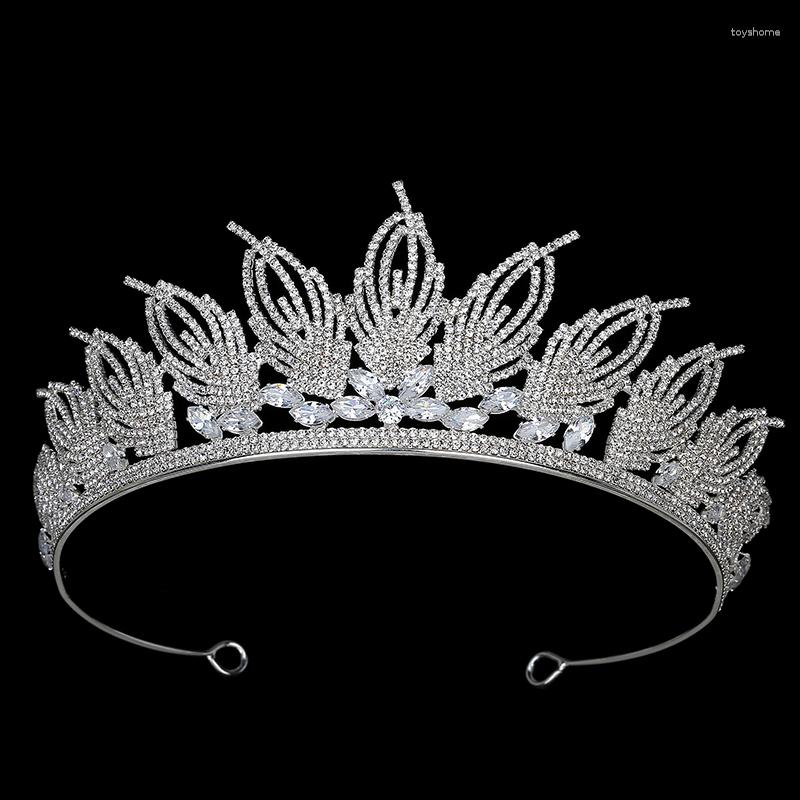 

Hair Clips Tiaras And Crown HADIYANA Vintage Temperament Feather Shape For Wemen Wedding Party Headband Rhinestone BCY8926 Princesa