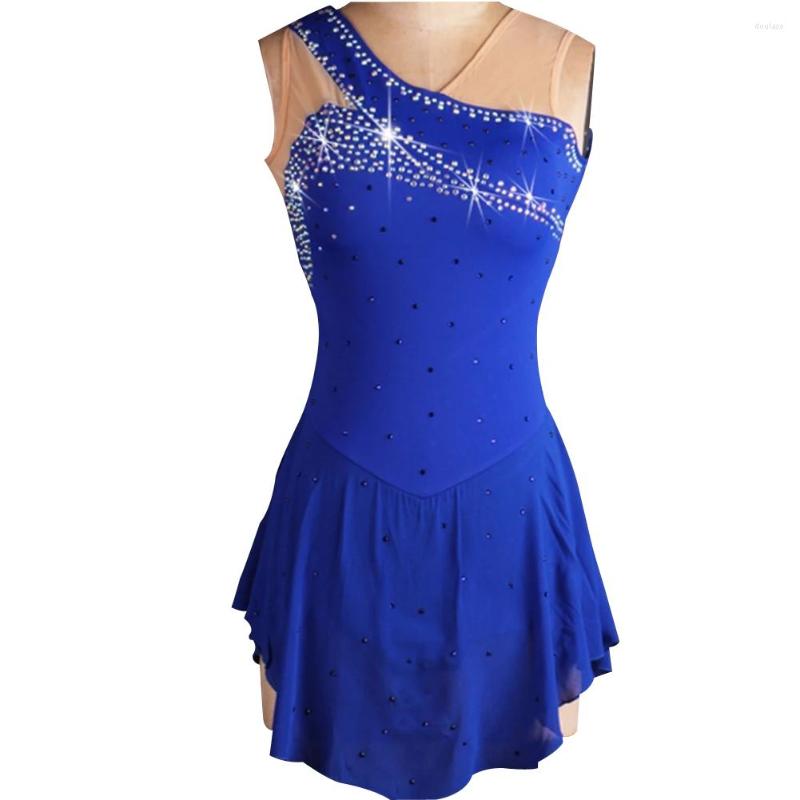 

Stage Wear Custome Made Girls Women Royal Blue Ice Skating Dress Competition Figure For Performance TXH-B004