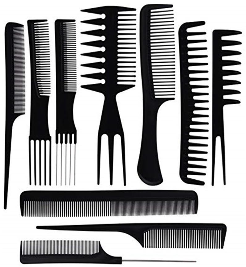 

10pcsSet Professional Hair Brush Comb Salon Barber Anti Static Coarse Fine Toothed Tail Hairbrush Hairdressing Combs Hair Care St2683325