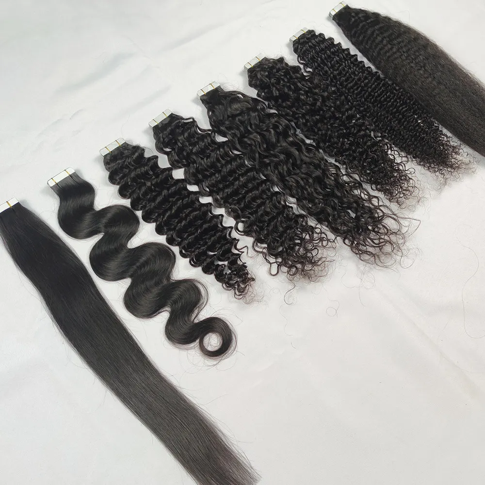 

Adhesive PU Tape Hair Extensions Brazilian Natural Black Prebonded Human Hair Extension 40pcs/100g Set 12-30 inch, Black: st