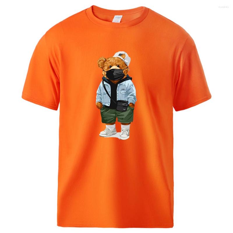 

Men' T Shirts The Trendy Boy Bear Wearing A Mask Men Tshirts Classic Retro Tee Casual All Match Clothed Crew Neck Perfect Short Sleeved, Blue