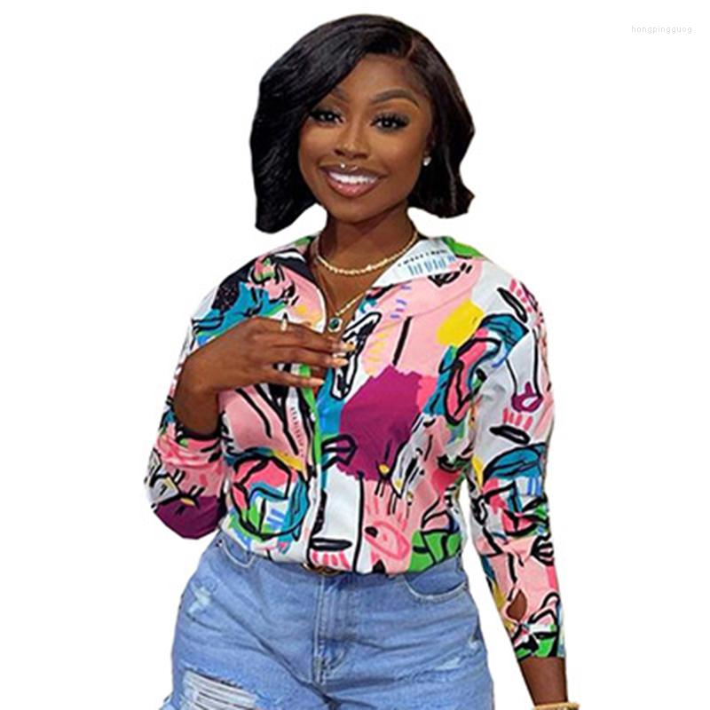 

Ethnic Clothing African Tops Shirts Clothes Women Full Sleeve Turn Down Collar Tunics Fashion Graffiti Print Streetwear Blouses 2023