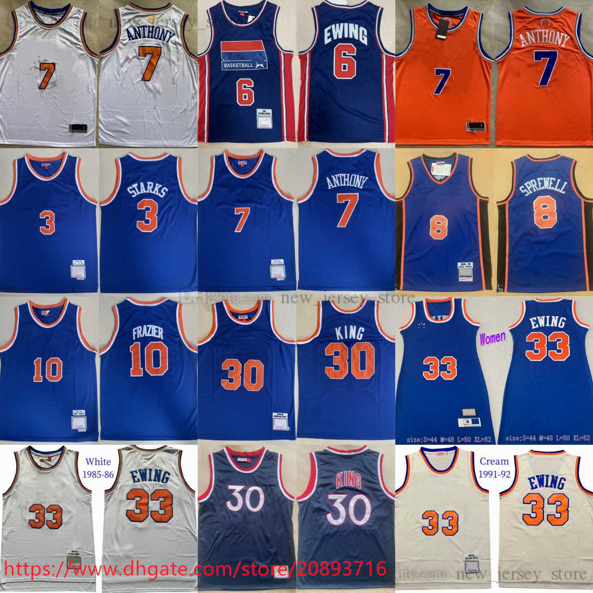 

Mitchell and Ness 2012-13 Basketball Carmelo Anthony Jerseys Classic Retro Patrick Ewing Latrell Sprewell John Starks Bernard King Walt Frazier Jerseys Women Skirt