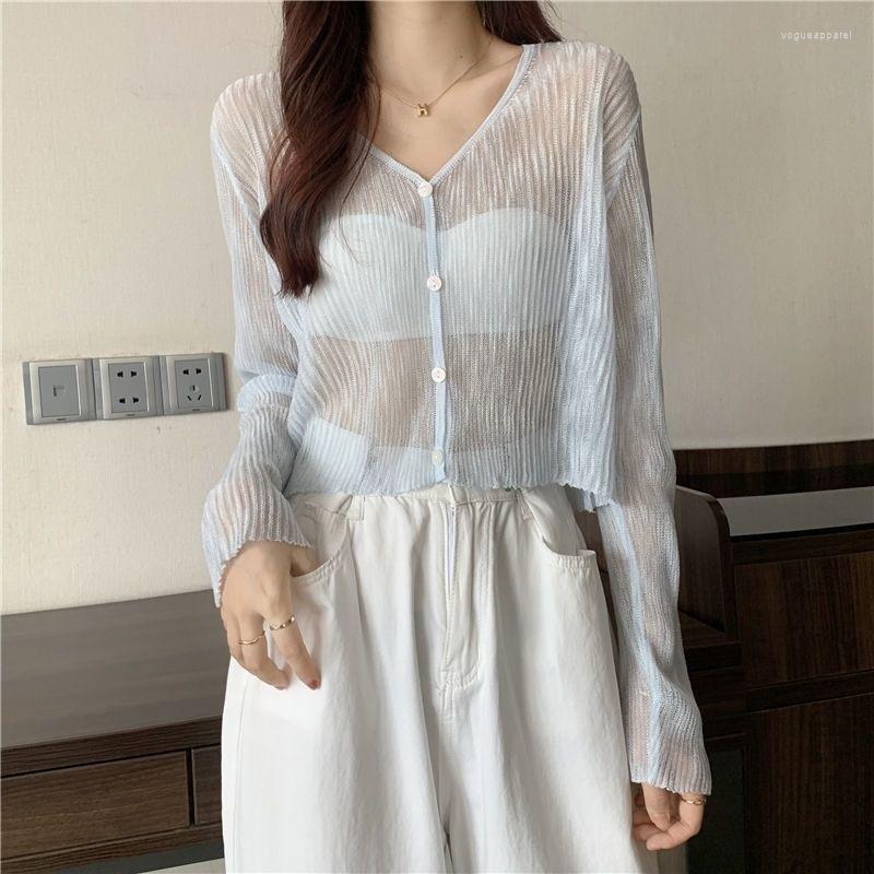 

Women' Knits Knitted White Cardigans Women Summer Sunscreen Long Sleeve Cropped Shrug Korean See Through Kimono Tops Fashion Sweater, Pink