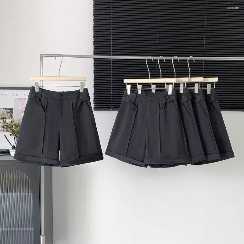 

Women' Shorts Summer Suit Women Straight Leg Mid Waist With Zipper Button Pockets Ladies Casual Loose Short Pants, Black