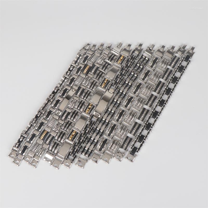 

Bangle 12pcs/lot Fashion Stainless Steel Silver Color Bracelets Bangles For Men Mix Style Party Gifts Jewelry Wholesale Raym22