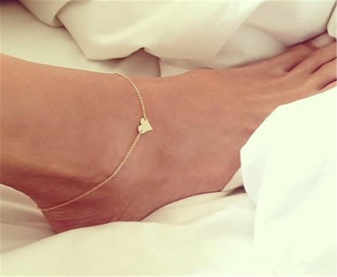 

Boho Style Silver Gold Tone Sexy Foot Chain Anklets Bracelets Heart Shape Fashion Vintage Jewelry For Women Girls6018145
