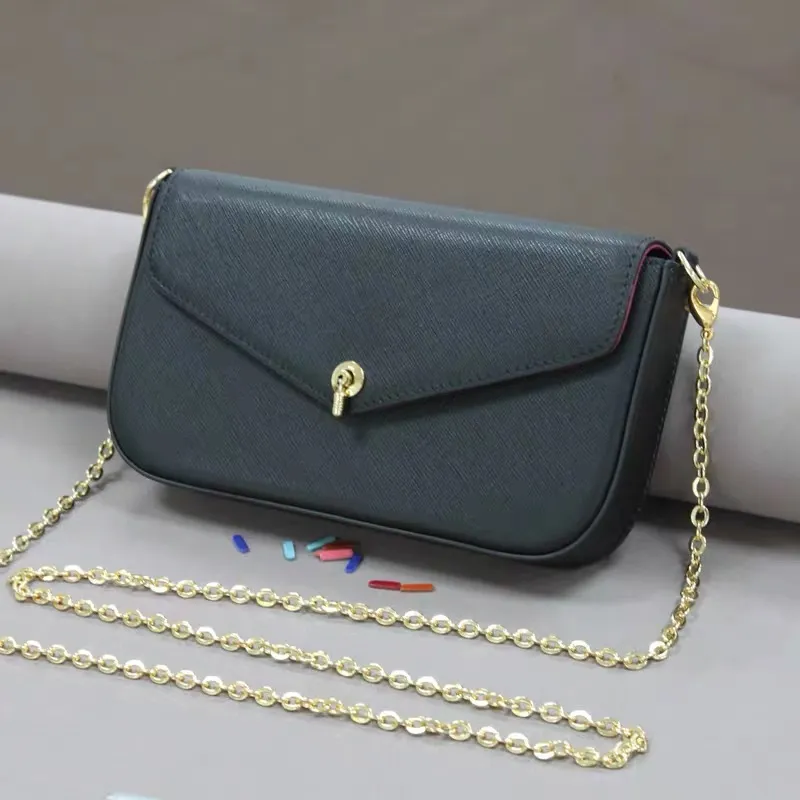 

Designer chain purse cross body shoulder bag for women evening Bag handbag presbyopic three piece set mini messenger bag card holder purse, Ribbon(not for sale separately)