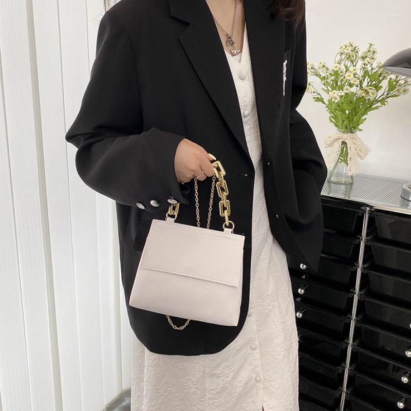 

Evening Bags Women Bag Western Style Small Golden Chain Shoulder Diagonal Messenger Crossbody Handbags Purse Luxury Designer, White-lychee texture