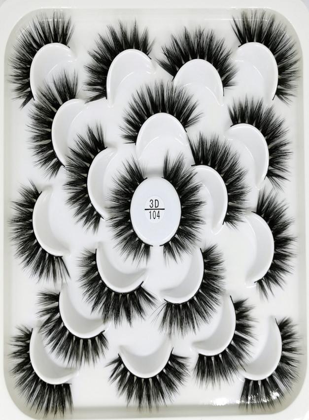 

New 10 pairs lotus pack false eyelashes natural long 3D synthetic faux eye lashes 10 styles with red yellow paper package2194091