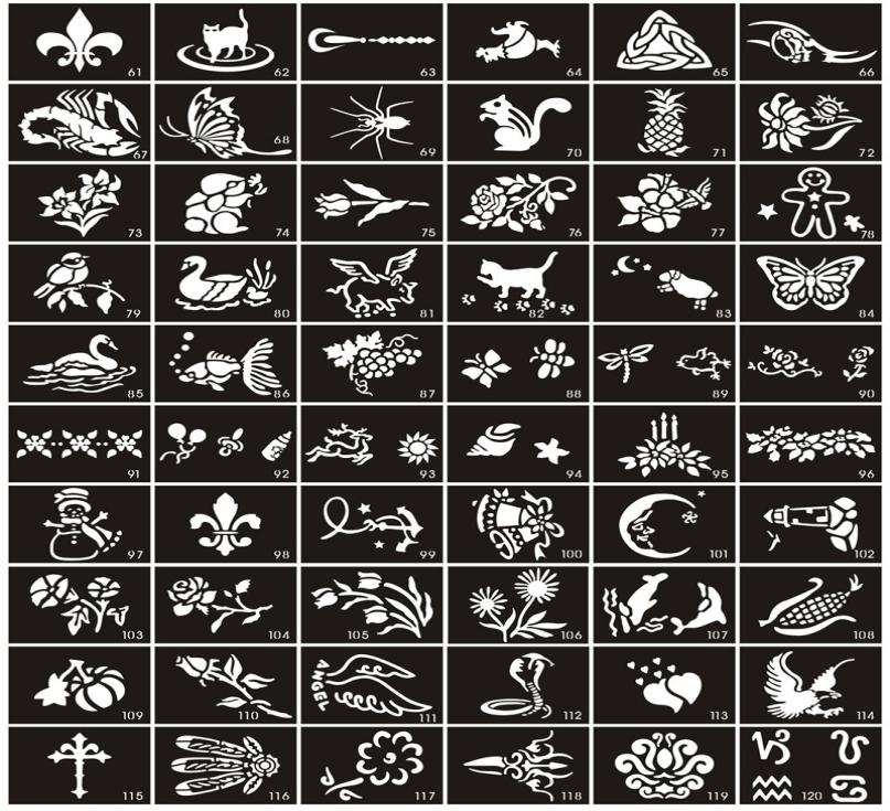 

Whole100pcslot Temporary Glitter Tattoo Stencils For Body Paint Airbrush Tattoo Stencils For Small Body Designs 7693460