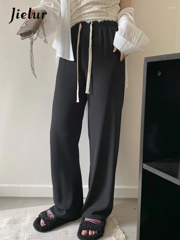 

Women's Pants Spring Summer High Waist Slim Fit Loose Wide Leg Women's Solid Color Fashion Gentle Basic Sports Casual, Black