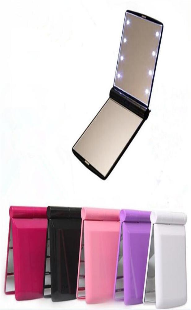

15PCS Lady Makeup Cosmetic 8 LED Mirror Folding Portable Compact Pocket led Mirror Lights Lamps X0554538691