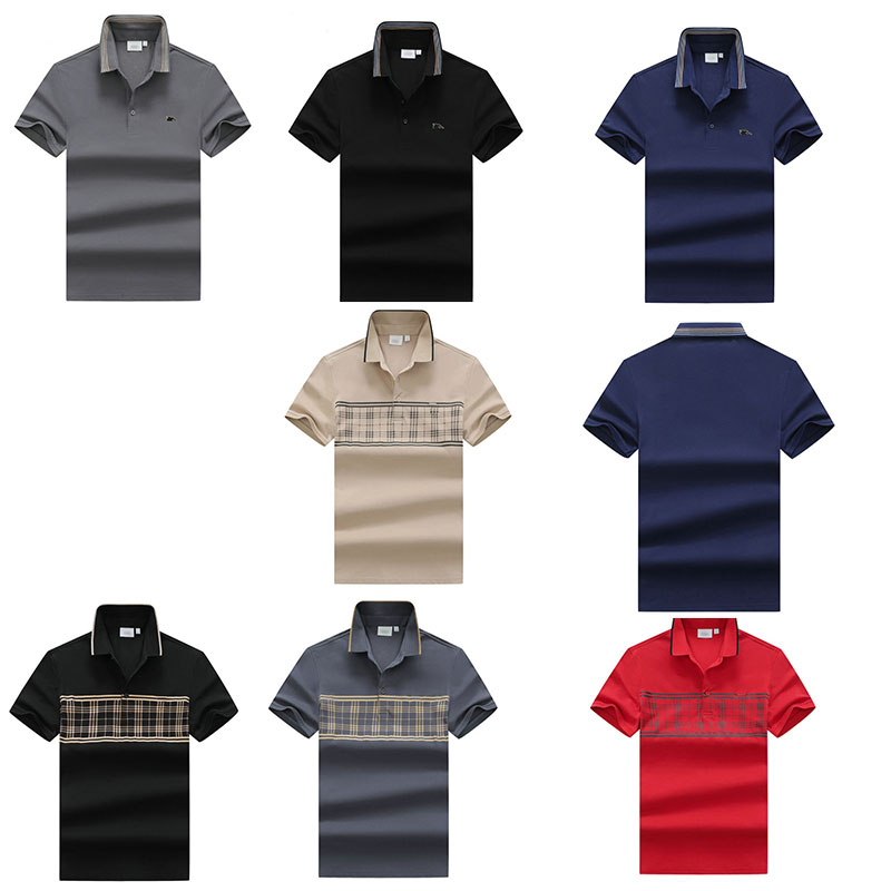 

burrery Mens Polo Designer Embroidery Letter Polo Neck Short Sleeve T-shirt Double Yarn Cotton Breathable Casual Polo Shirt Business Casual T-shirt Top Clothing
