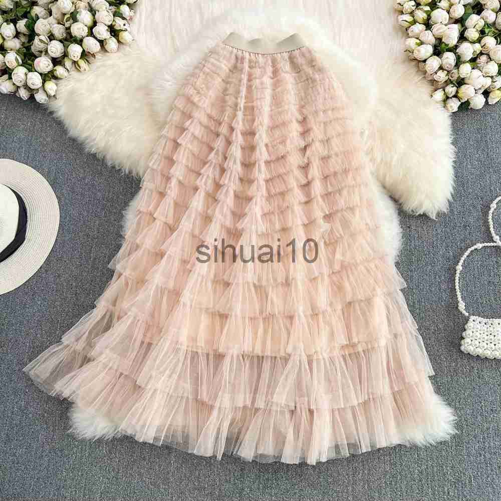 

Skirts Super Long 97cm Maxi Tulle Skirts for Women 2023 New Chic Patchwork Cake Skirt Multilayer Large Swing A-Line Skirts Mujer Faldas J230621, Sky blue