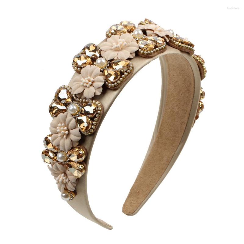 

Hair Clips Crystal Stone Bead Simulated Pearl Hairband Fashion Accessories Baroque Flowers Rhinestone Headbands For Women Band