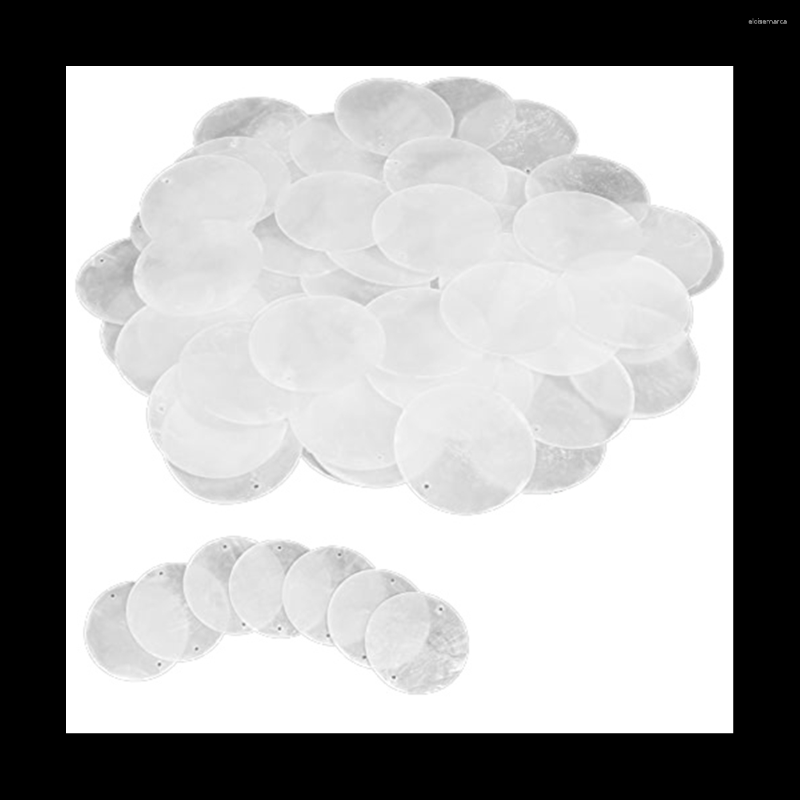 

Jewelry Pouches 60 Pcs 2 Inch Round Capiz Shells With Holes Natural Shell White For Wind Chimes Making Home Decor