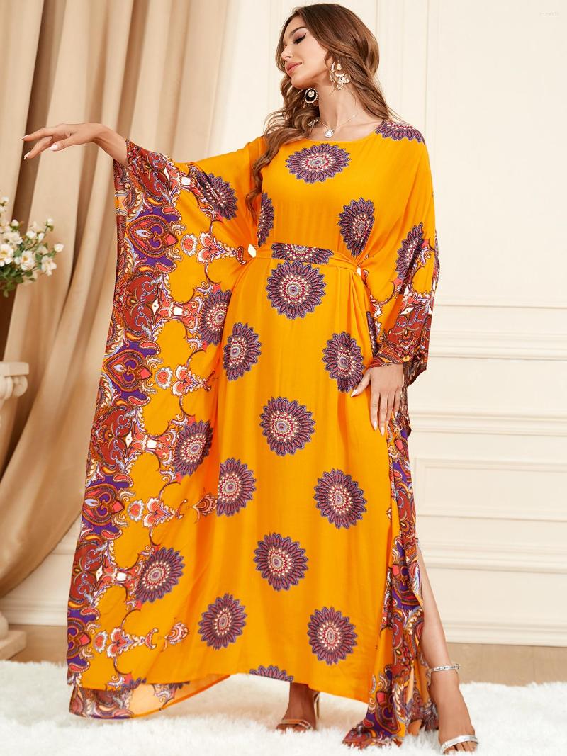 

Ethnic Clothing Summer Bat Sleeve Muslim Dress Women Loose Abaya Oversized African Caftan Saudi Arab Islamic Vestidos Moroccan Kaftan Elbise