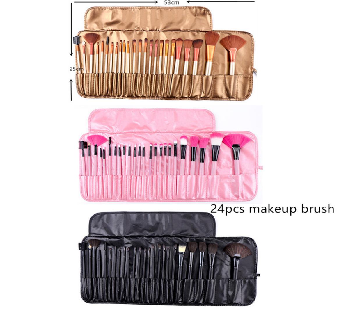 

24 logs of wool fiber makeup brush set Portable 24pcs makeup brushes with brush bag DHL 2810188