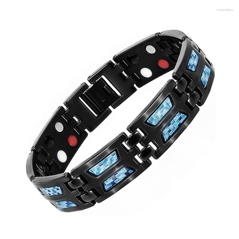 

Link Bracelets Men's Magnetic Bracelet 316L Stainless Steel Health Therapy With Negative Ion Far Infrared Ray Germanium Magnet Stone