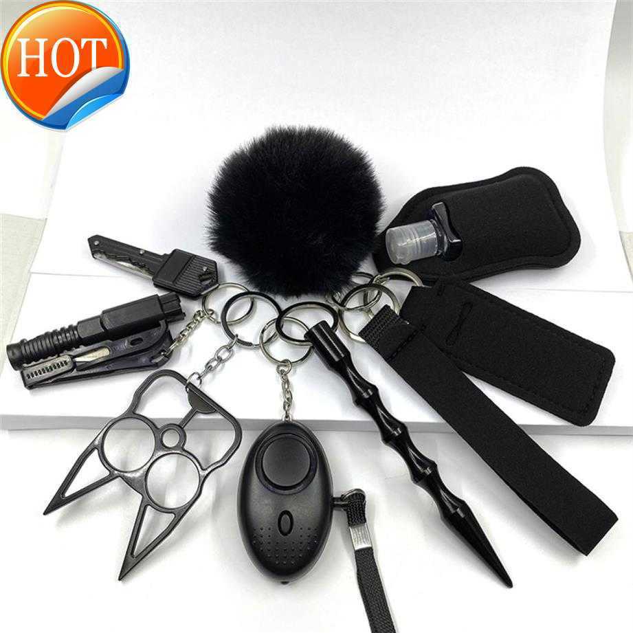 

Self Defense Keychain Suit Personal for Girls Women Safety Key Ring with Hand Sanitizer Bottle Holder Pompom Whistle 2208188618373335J