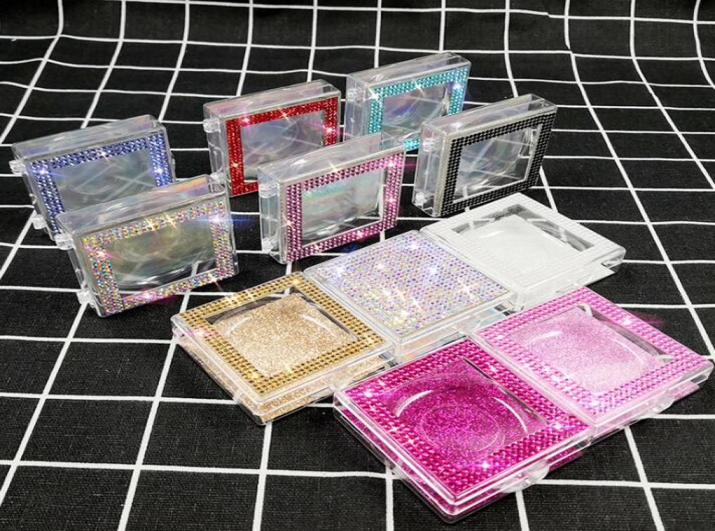

Bling Eyelash Box Diamond Glitter Eye lashes Packaging Box False Eyelashes Case Fake Eye Lashes Plastic Boxes GGA345815506507