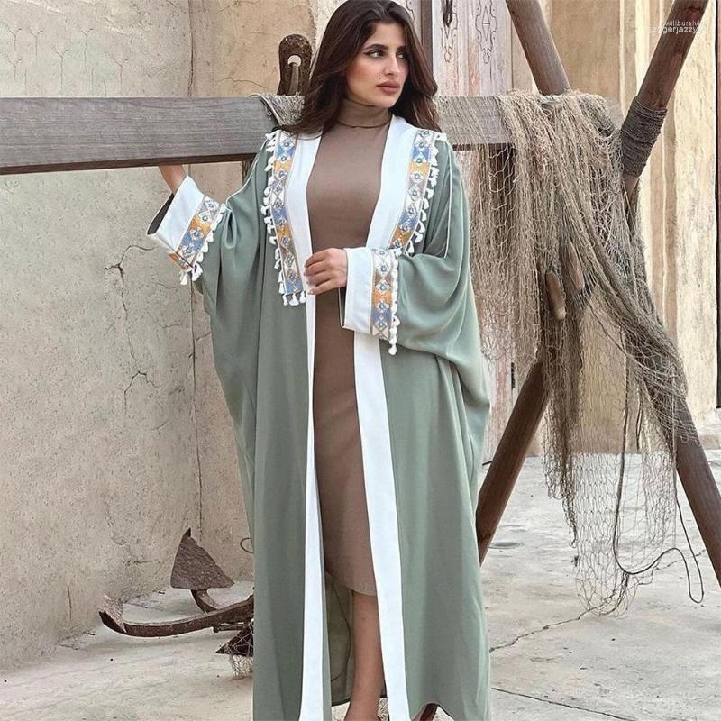 

Ethnic Clothing Modest Mubarak Dress Embroidery Abaya Tassels Muslim Ramandan Eid Robe Cardigan Long Gowns Kimono Jubah Thobe Islamic Prayer